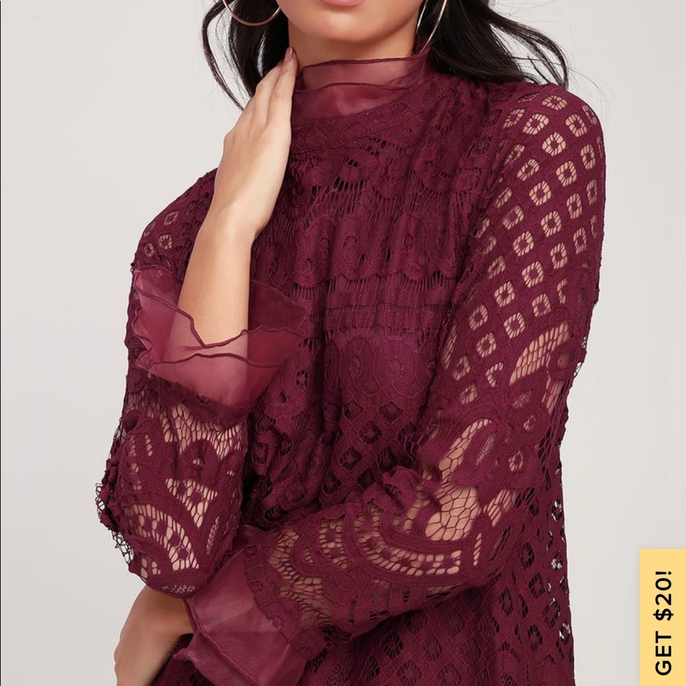 Lulu’s Love And Joy Lace Long Sleeve  Shift Dress - Picture 3 of 5